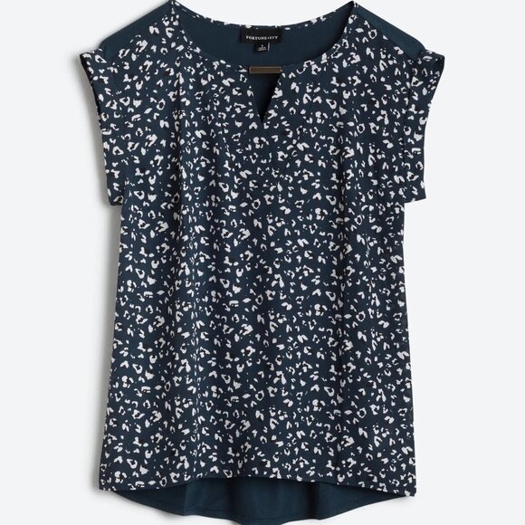 Fortune + Ivy Tops - Animal Print Short Sleeve Blouse
